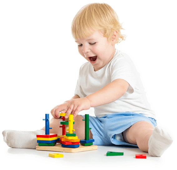 A child exploring toys and learning through play