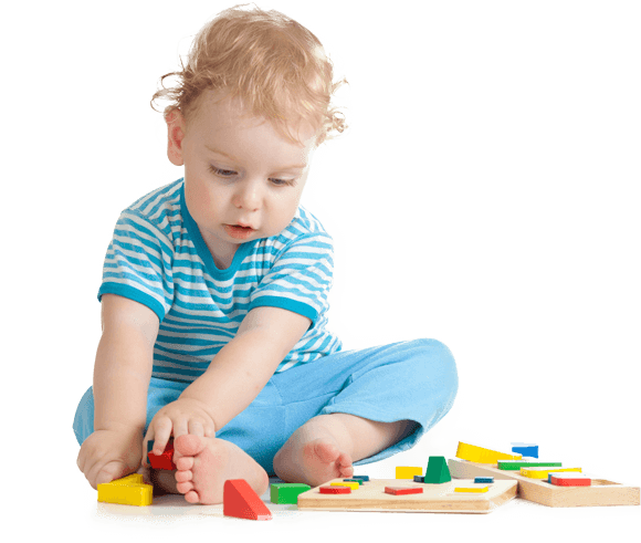 A child exploring toys and learning through play