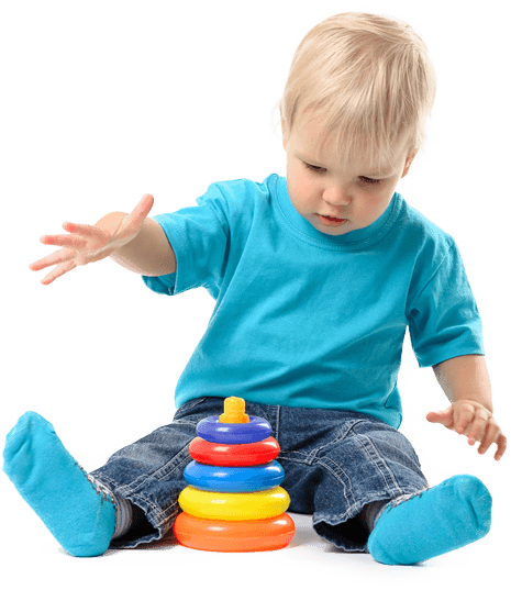 A child exploring toys and learning through play